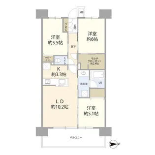 イニシア川口西青木(030458)【5階】の間取り