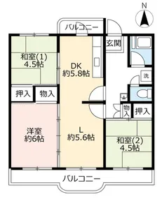 UR南新田【2階】の間取り