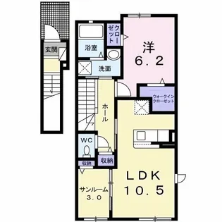 フォックス ゲート M【2階】の間取り