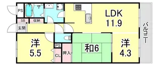 コスモ塩屋【5階】の間取り
