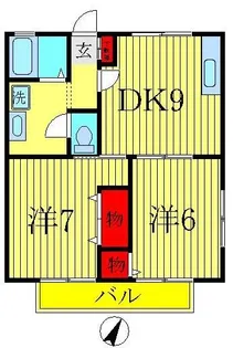 ファミーユ宮前A棟【2階】の間取り