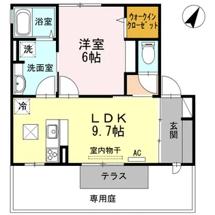 ヴィルヌーブ伍番街 C棟【1階】の間取り