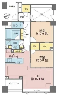 ミッドガーデン赤坂氷川【9階】の間取り