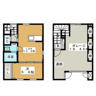 ガレージハウス ラ・カージェ N棟【2階】の間取り