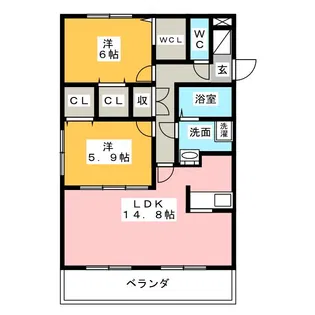 ルネスSKG【2階】の間取り