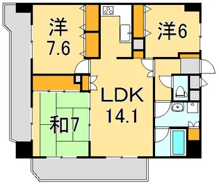 ライオンズプラザ長町中央【5階】の間取り