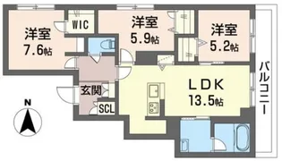 【シャーメゾン】ラッキーエイト1号館【2階】の間取り