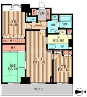 リーデンスタワー【16階】の間取り