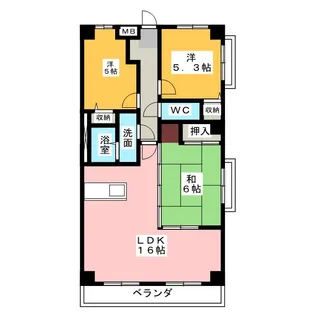 グランドヒルズ小碓6番館【2階】の間取り