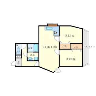 ヴィラウッドランドII【2階】の間取り