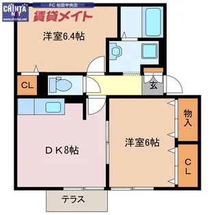 グレースヒル B【1階】の間取り