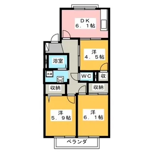 ランディングプレイス A【1階】の間取り