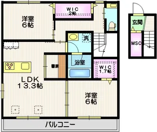 玉川野毛町パークサイドハウスAの間取り