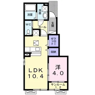 レーヴ リヤン【1階】の間取り