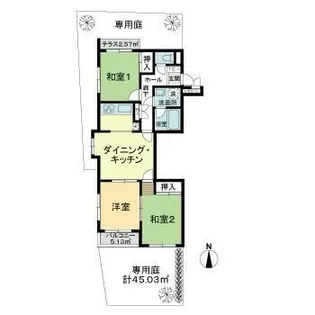 ライオンズマンション東伏見【1階】の間取り