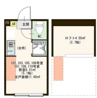 ハーモニーテラス中井【1階】の間取り