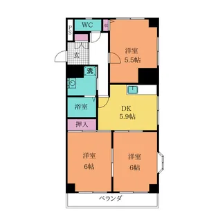 キャッスル北沢上青木【3階】の間取り