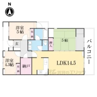 アーバンエース松井山手パル【5階】の間取り
