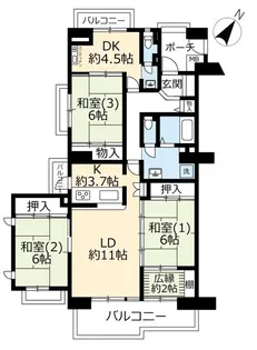 URルミナス箕面の森五番街【3階】の間取り