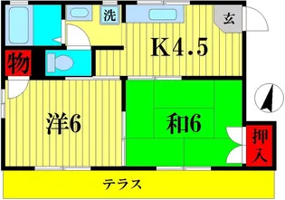 サニーハイツB棟【1階】の間取り