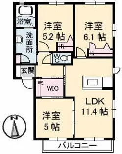 ロイヤル フェルティ F棟【1階】の間取り