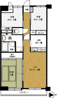ライオンズプラザ西公園通【10階】の間取り