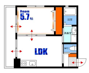 1DKの間取り画像