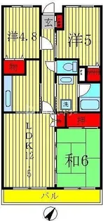 ヴィラ南柏【1階】の間取り