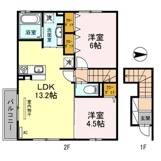 プラムコート大安寺A棟【2階】の間取り