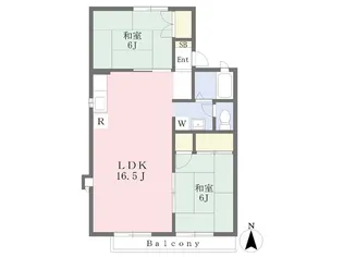 サンハイツB棟【2階】の間取り