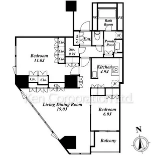 プラウドタワー白金台【9階】の間取り