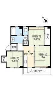 UR明石舞子【3階】の間取り