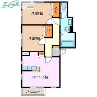 ボンヌジュルネ A棟【2階】の間取り