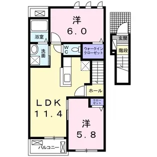 ワンオフティF【2階】の間取り