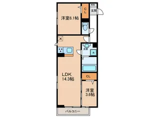 カーム野田【3階】の間取り