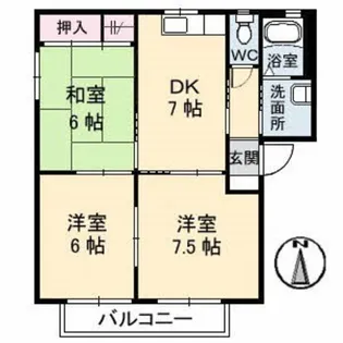シャーメゾン朝海 A棟【2階】の間取り