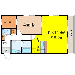 グランドヒルズ荒町【1階】の間取り