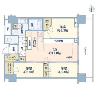 プラウドタワー武蔵小金井クロスウエスト【14階】の間取り