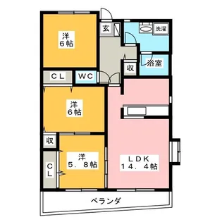 ルミエール茜部【6階】の間取り