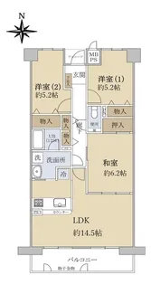 ライオンズマンション水無瀬1番館【8階】の間取り