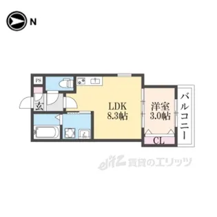 ルシェリア山科【1階】の間取り