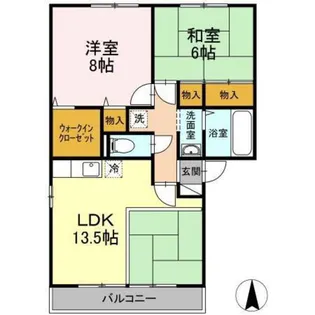 第2関ニューバリヤ B棟【2階】の間取り
