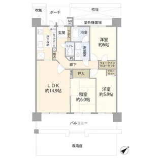 レールシティ八王子かえで通り(011529)【1階】の間取り