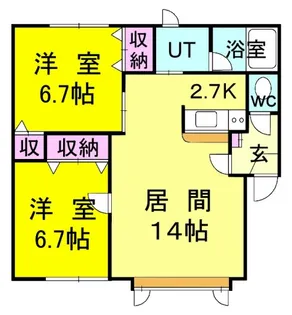 北海道北広島市西の里北1【アパート】の間取り