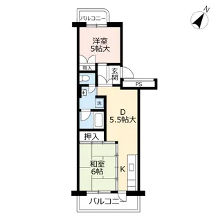 UR沖台二丁目【5階】の間取り