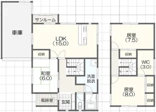 石川県白山市新田町【一戸建】の間取り