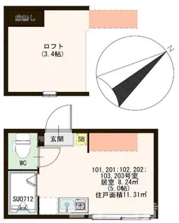 東京都足立区千住河原町【アパート】の間取り