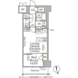 ザ・パークハビオ神楽坂レジデンスSouth【6階】の間取り