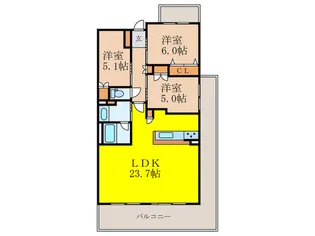 ジオ桃山台レジデンス【3階】の間取り