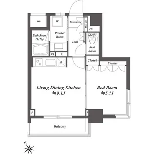 レジデンシャル目黒【9階】の間取り